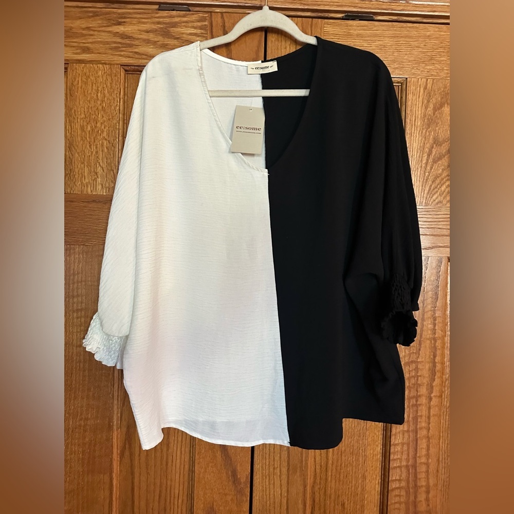 Eesome Two-Tone Black and White Blouse